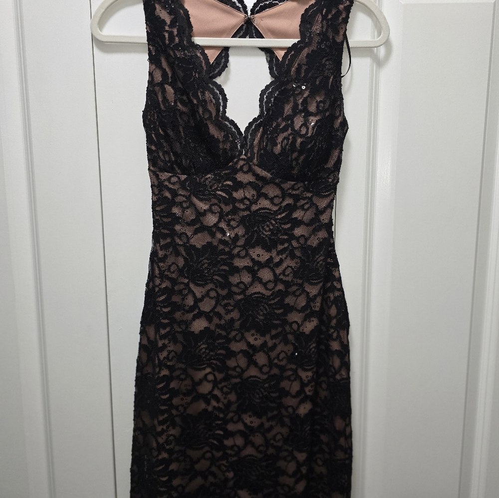 Morgan & Co. Black Lace Backless Dress
